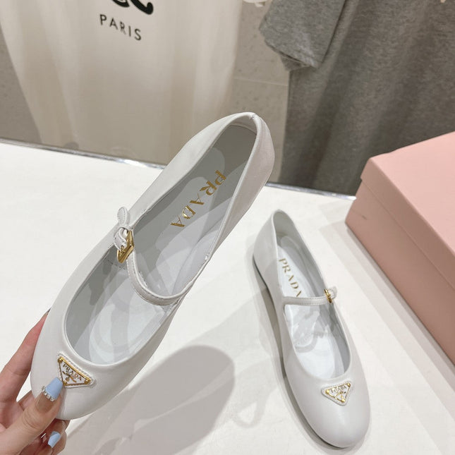 PRA NAPPA LEATHER BALLERINAS WHITE