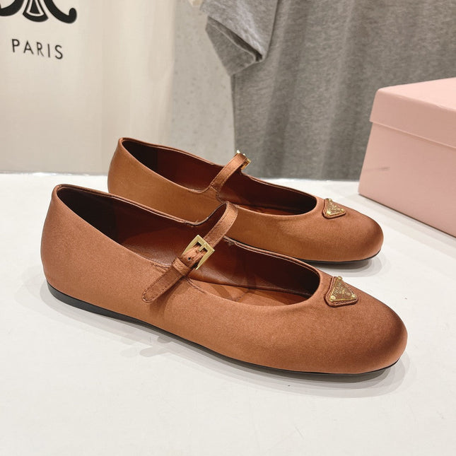 PRA SATIN BALLERINAS BROWN