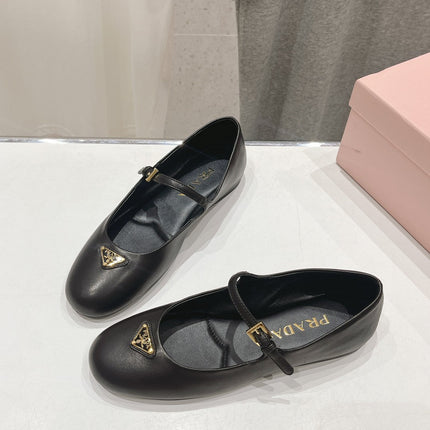 PRA NAPPA LEATHER BALLERINAS BLACK
