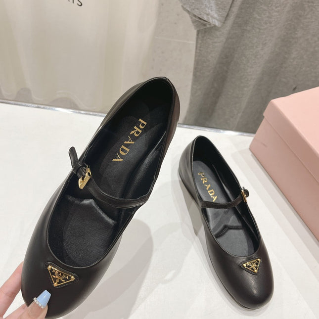 PRA NAPPA LEATHER BALLERINAS BLACK