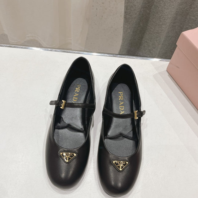 PRA NAPPA LEATHER BALLERINAS BLACK