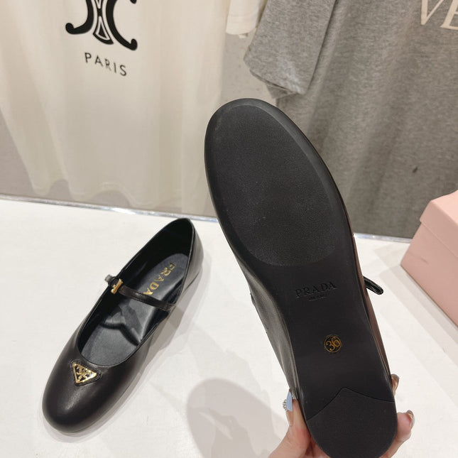PRA NAPPA LEATHER BALLERINAS BLACK