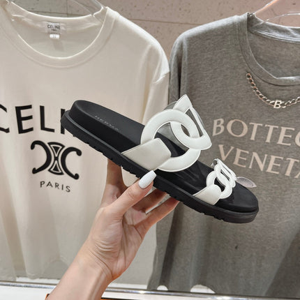 EXTRA SANDAL BLACK MIX WHITE CALFSKIN