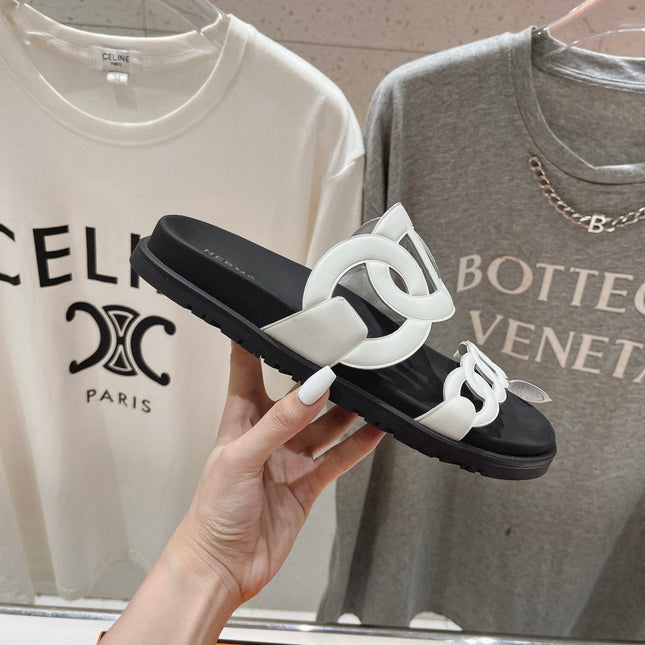 EXTRA SANDAL BLACK MIX WHITE CALFSKIN