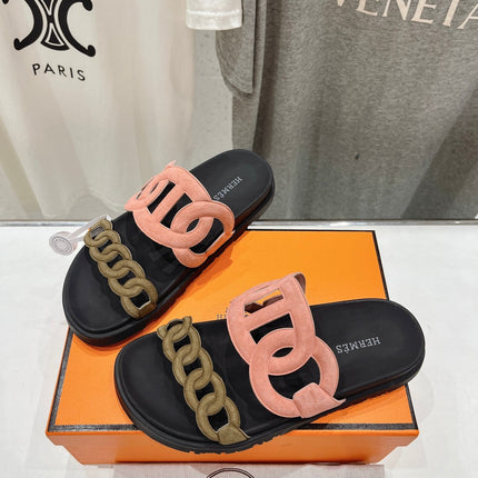 EXTRA SANDAL BLACK MIX PEACH MIX MOSS CALFSKIN