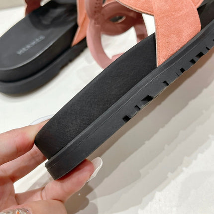 EXTRA SANDAL BLACK MIX PEACH MIX MOSS CALFSKIN