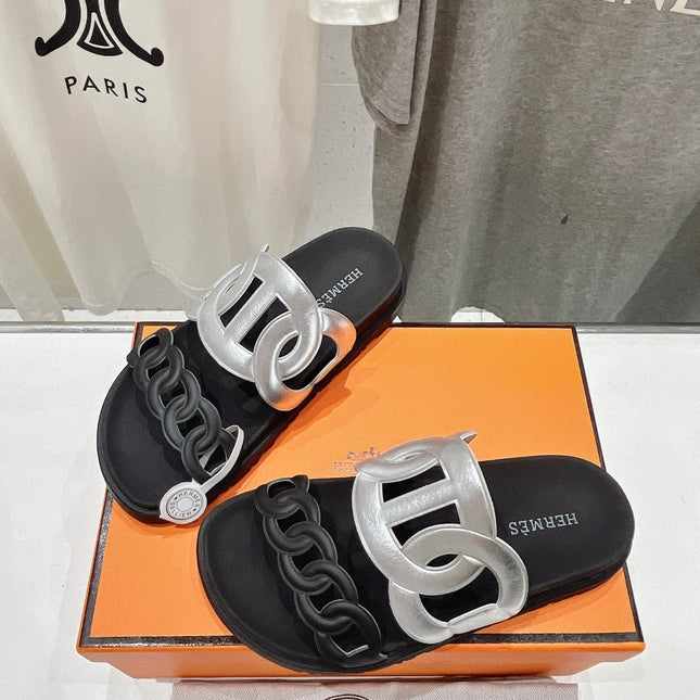 EXTRA SANDAL PASTEL BLACK MIX SILVER CALFSKIN