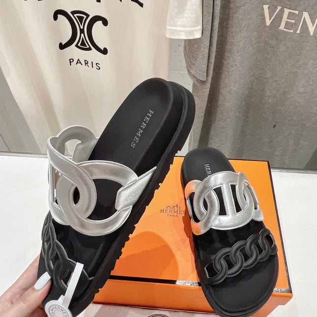 EXTRA SANDAL PASTEL BLACK MIX SILVER CALFSKIN