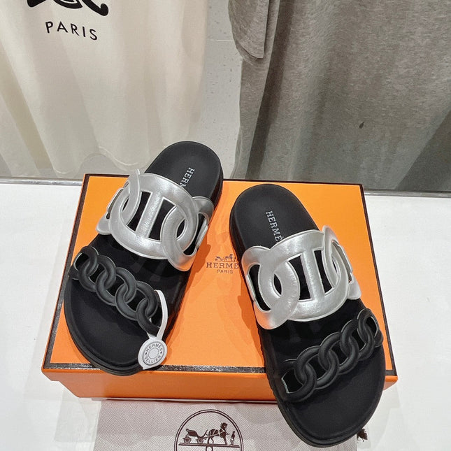 EXTRA SANDAL PASTEL BLACK MIX SILVER CALFSKIN