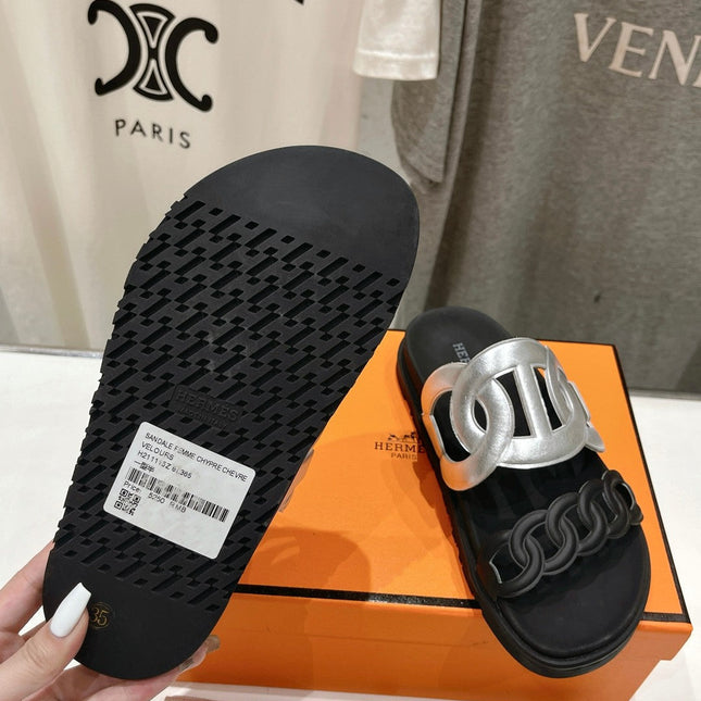 EXTRA SANDAL PASTEL BLACK MIX SILVER CALFSKIN