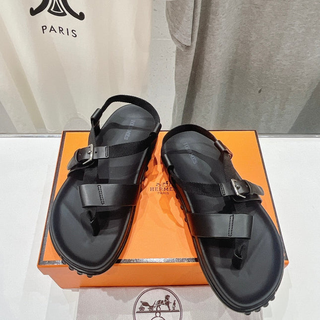 SANDAL BRAIDED 30 BLACK CALFSKIN