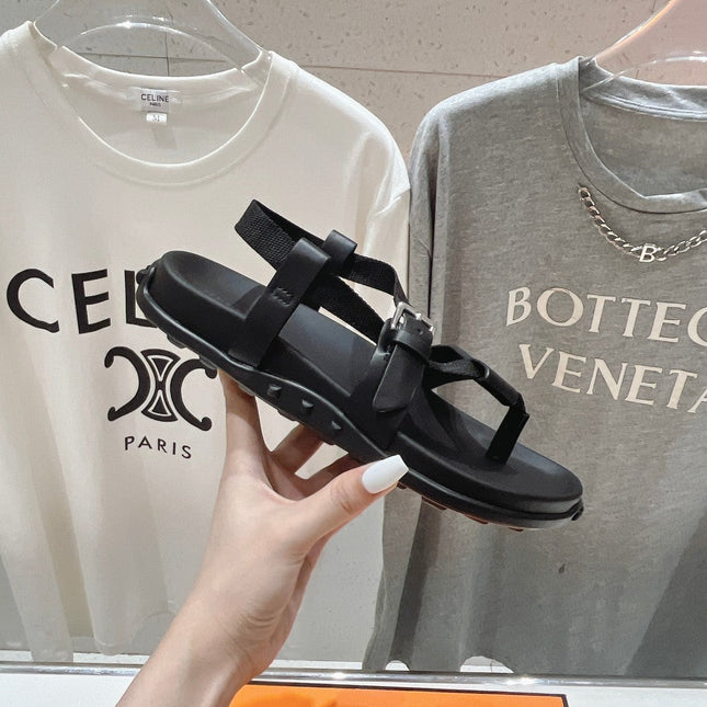 SANDAL BRAIDED 30 BLACK CALFSKIN