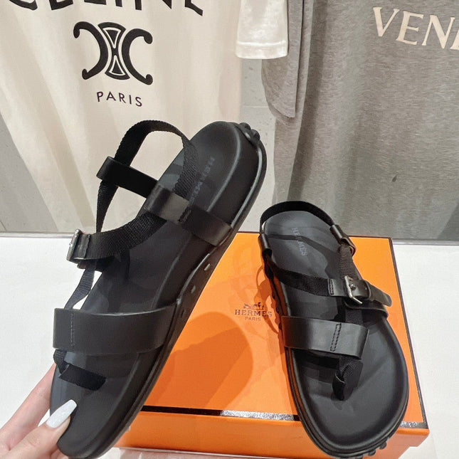 SANDAL BRAIDED 30 BLACK CALFSKIN