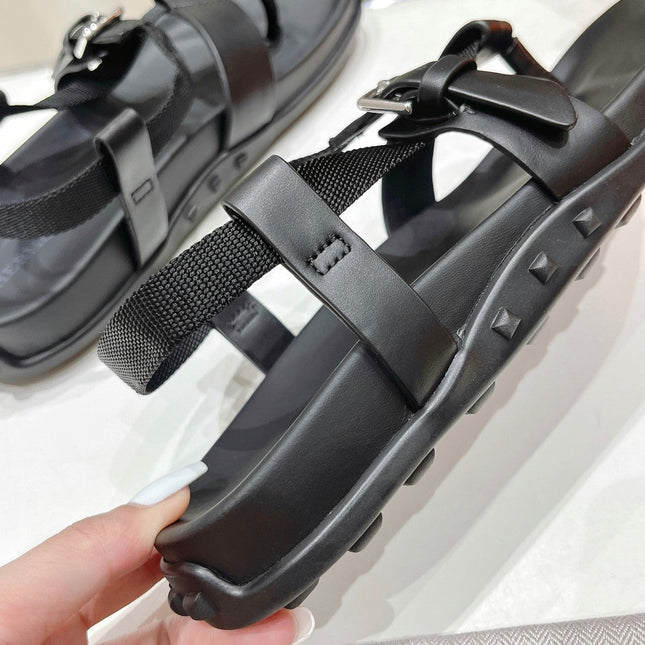 SANDAL BRAIDED 30 BLACK CALFSKIN