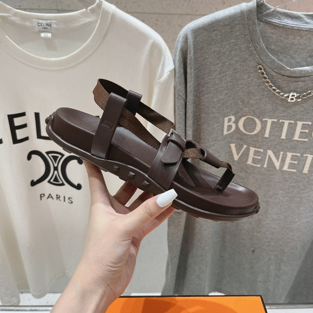 SANDAL BRAIDED 30 CHOCOLATE CALFSKIN