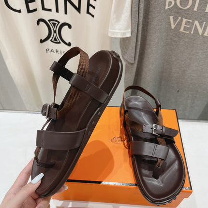 SANDAL BRAIDED 30 CHOCOLATE CALFSKIN