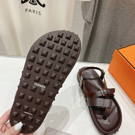 SANDAL BRAIDED 30 CHOCOLATE CALFSKIN