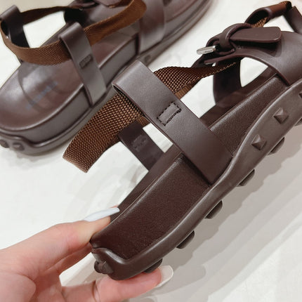 SANDAL BRAIDED 30 CHOCOLATE CALFSKIN