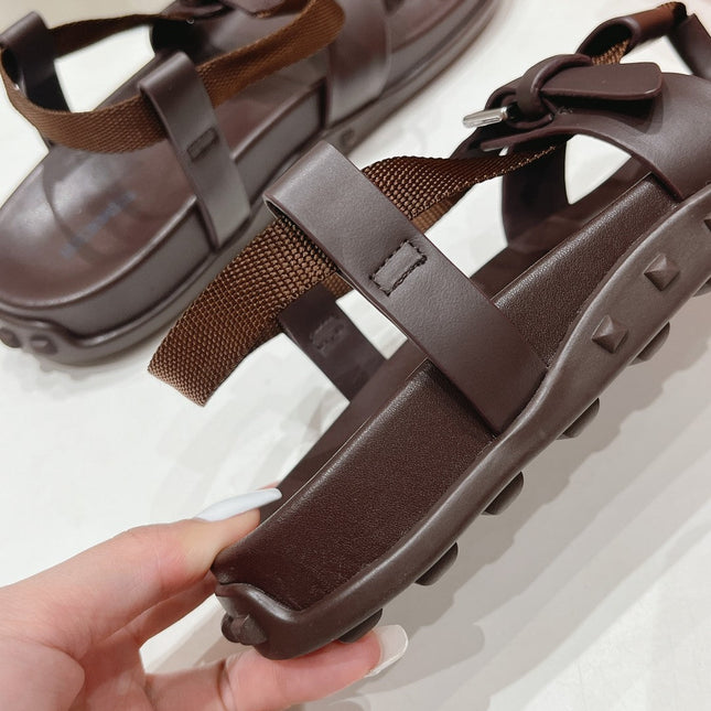 SANDAL BRAIDED 30 CHOCOLATE CALFSKIN