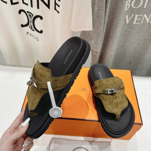 EMPIRE SANDAL BLACK MIX ARMY GREEN SUEDE