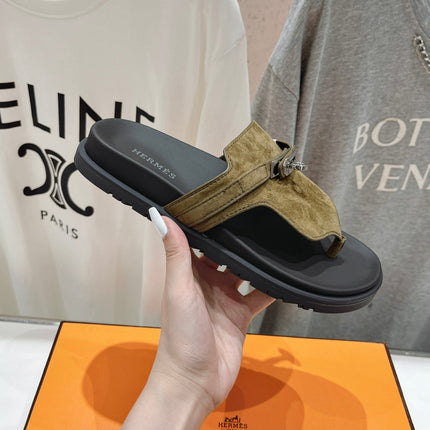 EMPIRE SANDAL BLACK MIX ARMY GREEN SUEDE