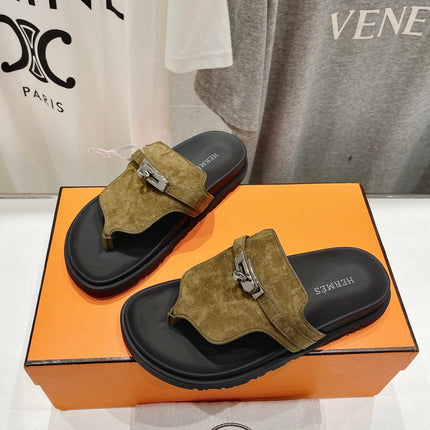 EMPIRE SANDAL BLACK MIX ARMY GREEN SUEDE