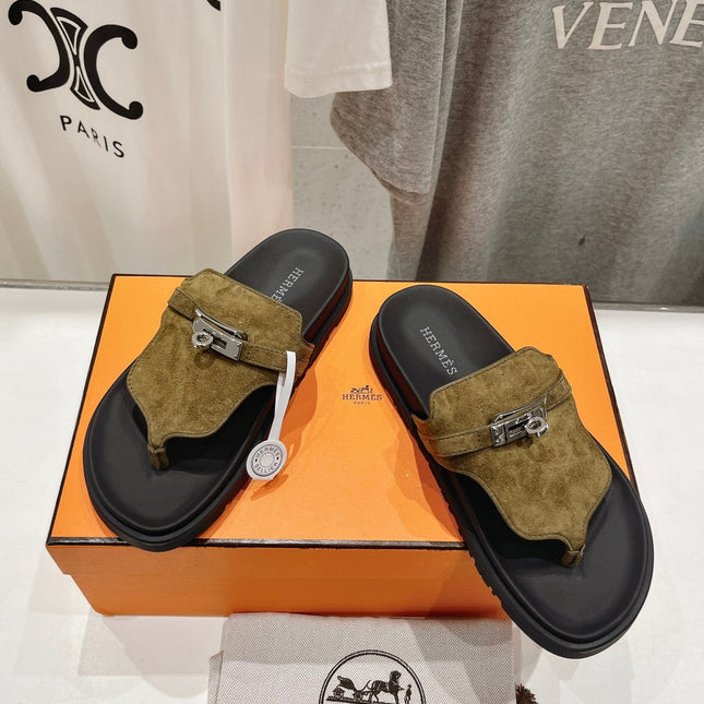 EMPIRE SANDAL BLACK MIX ARMY GREEN SUEDE