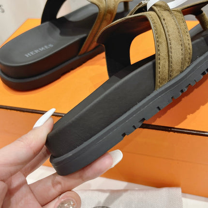 EMPIRE SANDAL BLACK MIX ARMY GREEN SUEDE