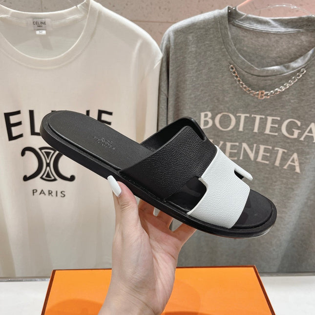 IZMIR SANDAL BLACK MIX WHITE LAMBSKIN