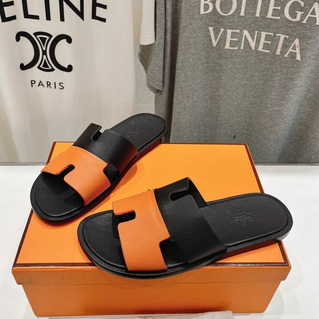IZMIR SANDAL BLACK MIX ORANGE LAMBSKIN