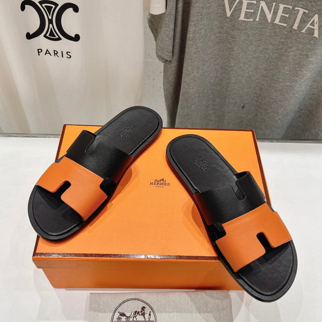IZMIR SANDAL BLACK MIX ORANGE LAMBSKIN