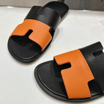 IZMIR SANDAL BLACK MIX ORANGE LAMBSKIN