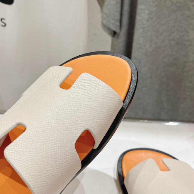 IZMIR SANDAL CREAM WHITE MIX LIGHT ORANGE LAMBSKIN