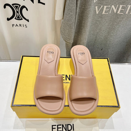 FENDI BAGUETTE MEDIUM-HEEL SANDALS 45 MM IN DESERT SAND CALFSKIN