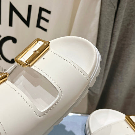 PRA STRAP SLIDES SANDALS WHITE CALFSKIN