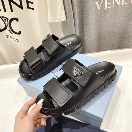PRA STRAP SANDALS BLACK CALFSKIN