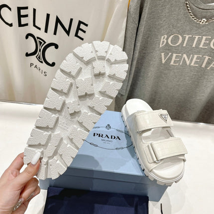 PRA CROCODILE LEATHER MOTIF SANDALS WHITE CALFSKIN
