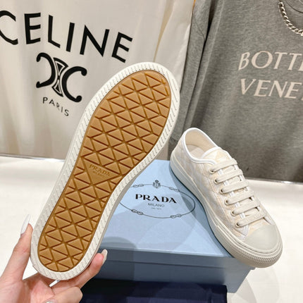 PRA PRINTED COTTON SNEAKERS WHITE AND BEIGE CANVAS