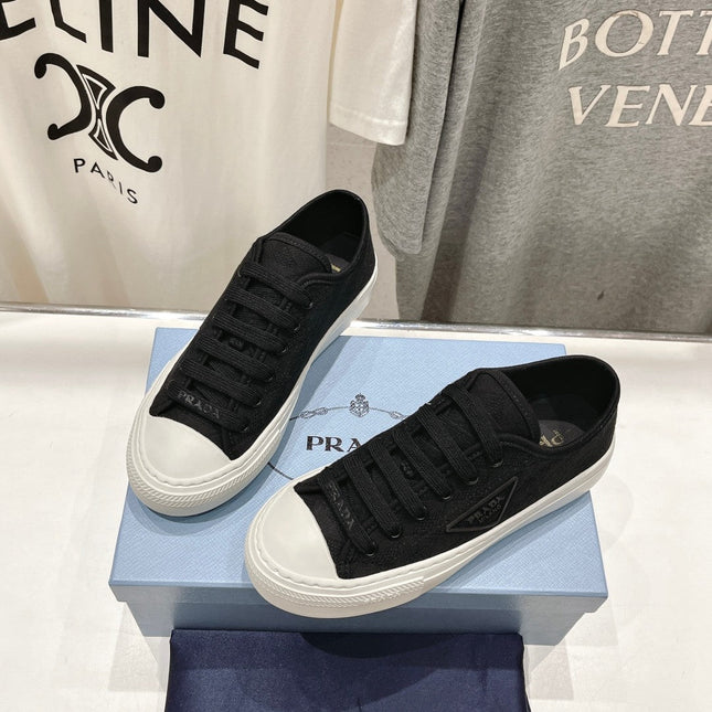 PRA PRINTED COTTON SNEAKERS BLACK AND WHITE CANVAS