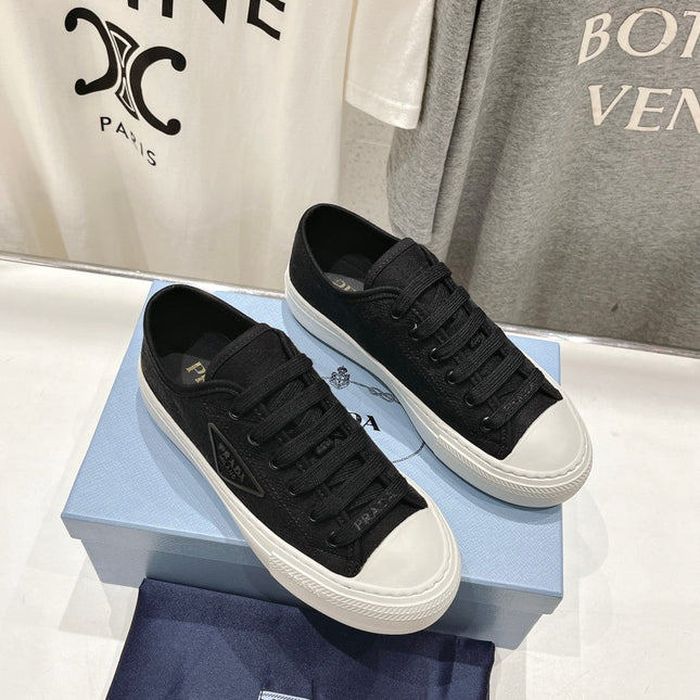 PRA PRINTED COTTON SNEAKERS BLACK AND WHITE CANVAS