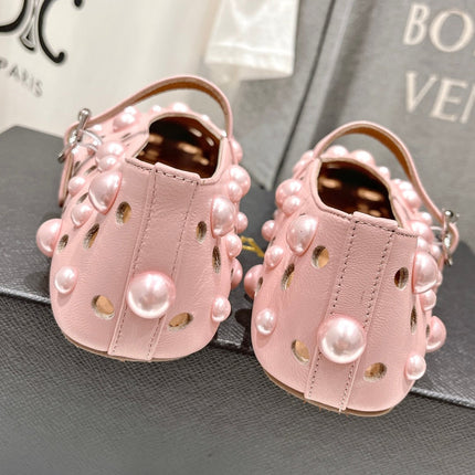 ALAIA PEARL MARY JANE SHOES IN LIGHT PINK LAMBSKIN