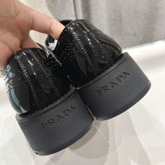 PRA BRUSHED LEATHER DERBY SHOES GLOSSY BLACK