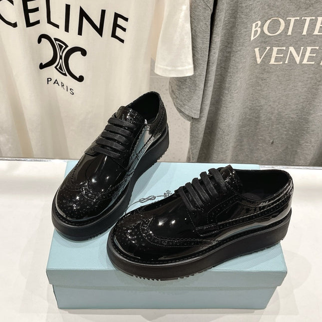 PRA BRUSHED LEATHER DERBY SHOES GLOSSY BLACK