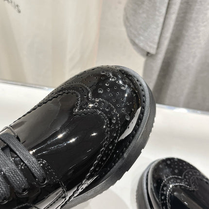 PRA BRUSHED LEATHER DERBY SHOES GLOSSY BLACK