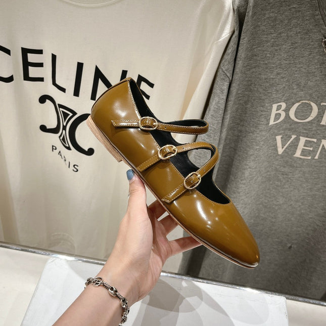 BALLET FLAT WITH CROSSOVER STRAP IN SEPIA BROWN LAMBSKIN