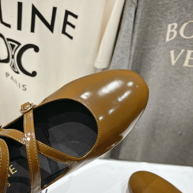 BALLET FLAT WITH CROSSOVER STRAP IN SEPIA BROWN LAMBSKIN