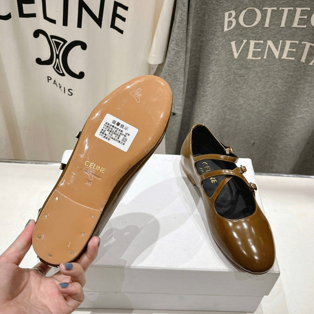 BALLET FLAT WITH CROSSOVER STRAP IN SEPIA BROWN LAMBSKIN