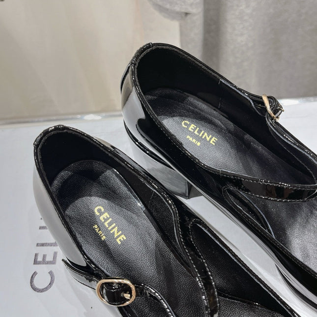 MEDIUM - HEEL MARY JANE SHOES IN BLACK GLOSSY CALFSKIN