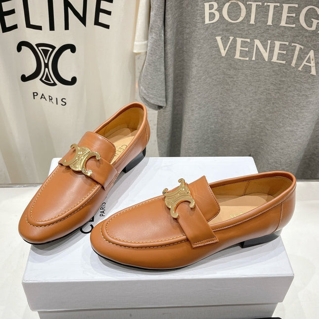 TRIOMPHE LOAFER IN BRONZE BROWN SMOOTH CALFSKIN GOLD HARDWARE