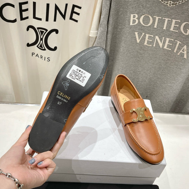 TRIOMPHE LOAFER IN BRONZE BROWN SMOOTH CALFSKIN GOLD HARDWARE